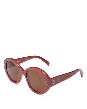Celine Bold 3 Dots Round Sunglasses, 53mm In Burgundy/brown