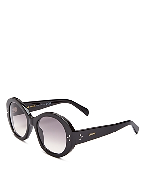 Shop Celine Bold 3 Dots Round Sunglasses, 53mm In Black/gray Gradient