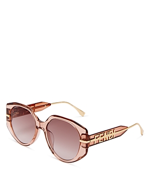 Fendi Graphy Oval Sunglasses, 54mm In Rose/brown