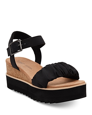 Shop Toms Women's Diana Stretch Platform Wedge Sandals In Black