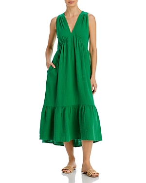 Echo Gauze Midi Dress Swim Cover-up In Amazon Green