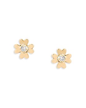 Adina Reyter - 14K Yellow Gold Diamond Petite Clover Stud Earrings