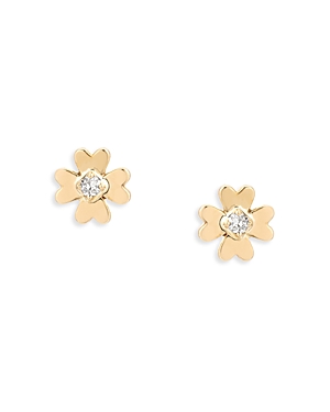 Adina Reyter 14k Yellow Gold Diamond Petite Clover Stud Earrings