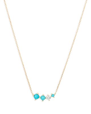 Adina Reyter 14K Yellow Gold Turquoise & Diamond Collar Necklace, 15-16