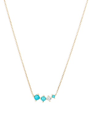 Adina Reyter 14k Yellow Gold Turquoise & Diamond Collar Necklace, 15-16 In Blue/gold