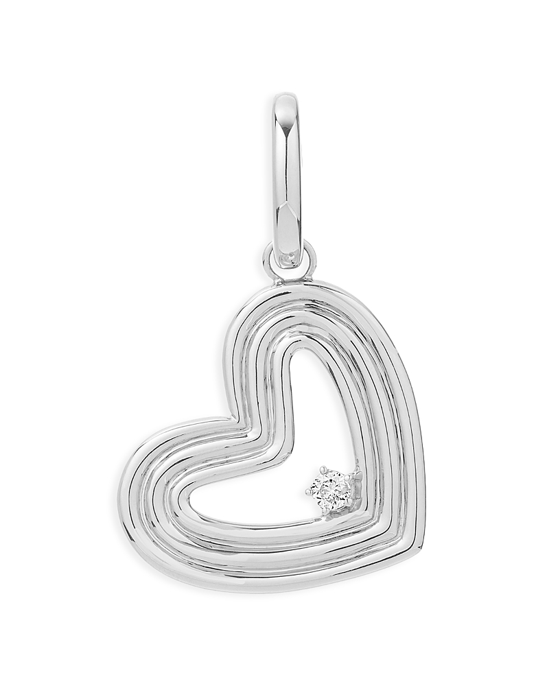 ADINA REYTER STERLING SILVER DIAMOND GROOVY HEART CHARM PENDANT
