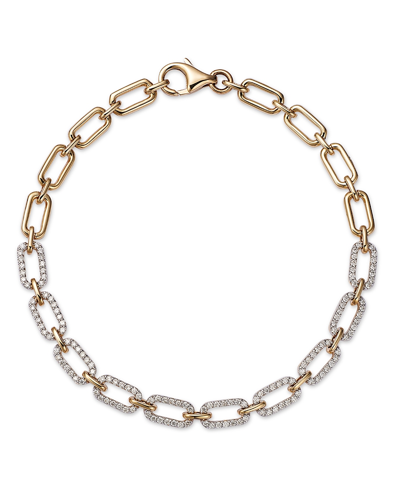 Bloomingdale's Diamond Pave Link Bracelet In 14k Yellow Gold, 0.80 Ct. T. W. - Exclusive In White/gold