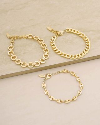Might & Chain Link Bracelet in 18K Gold Plated, Set of 3