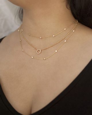 Monroe Crystal Cubic Zirconia Layered Collar Necklace in 18K Gold Plated, 14"-19"