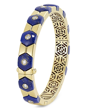 Miseno Jewelry 18k Yellow Gold Baia Lapis & Diamond Bangle Bracelet In Blue/gold