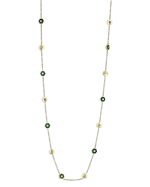 Miseno Jewelry 18k Yellow Gold Baia Malachite & Diamond Hexagon Station Necklace, 32 In Green/gold