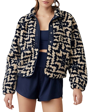 Free People Rocky Ridge Fleece Jacket In Midnight Navy Combo