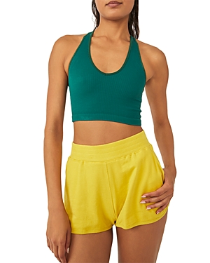 Shop Free People Free Throw Ribbed Crop Tank In Sport Green