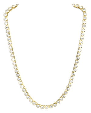 Aqua Sahira Cubic Zirconia Bezel Tennis Necklace In 18k Gold Plated Sterling Silver, 16 - 100% Exclusive In White/gold