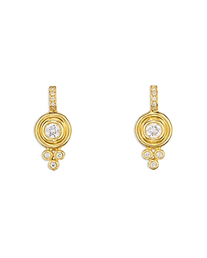 Shop Temple St Clair 18k Yellow Gold Classic Diamond Drop Earrings In Yellow/white