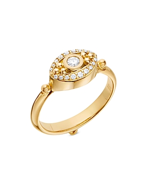 Shop Temple St Clair 18k Yellow Gold Sacred Diamond Mini Evil Eye Ring