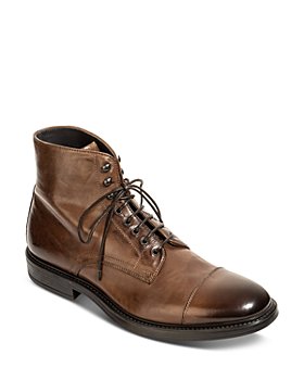 Leather lace-up boots with branded strap