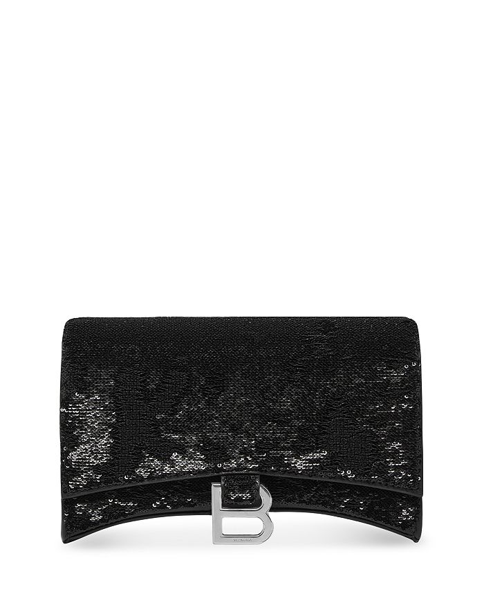 Balenciaga - Hourglass Leather and Sequin Chain Strap Wallet