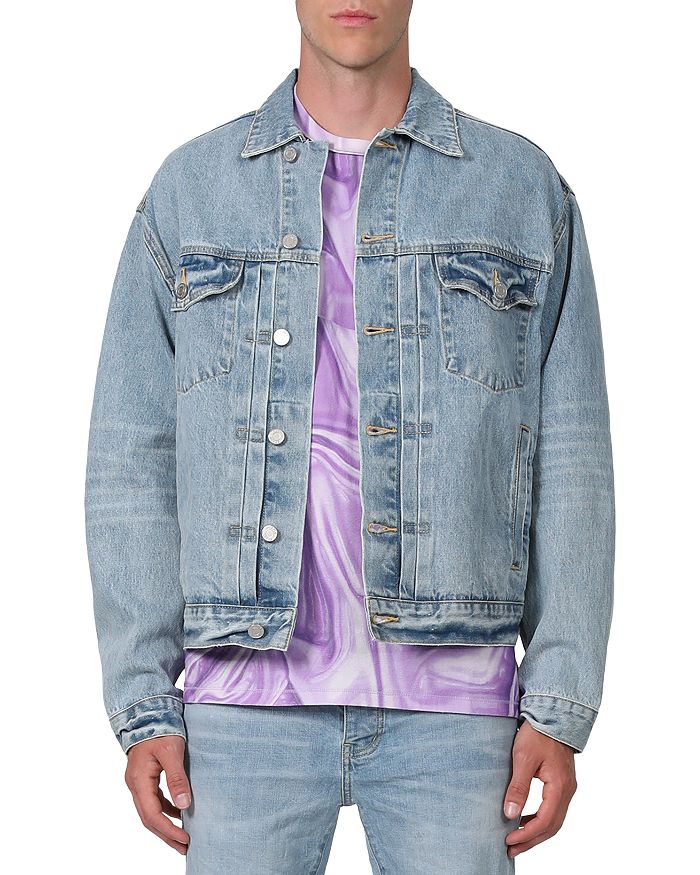Gucci Band-embroidered Denim Jacket in Blue for Men