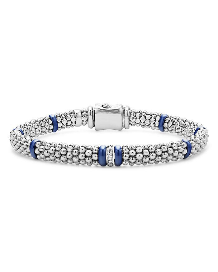 LAGOS - Single Station Diamond Blue Caviar Bracelet in Sterling Silver