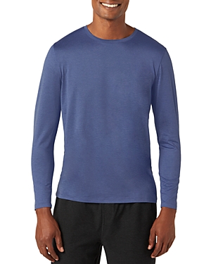 Beyond Yoga Always Beyond Relaxed Fit Long Sleeve Performance Tee In Faded Denim Heather