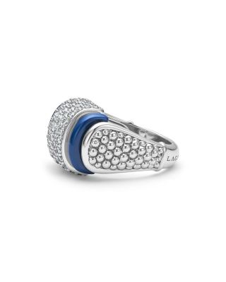 Blue Caviar Diamond & Ceramic Sterling Silver Statement Ring