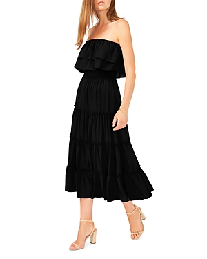 Shop 1.state Strapless Ruffle Tiered Dress In Rich Black