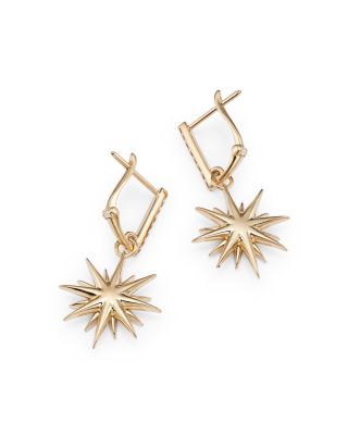 Diamond Starburst Drop Earrings in 14K Yellow Gold, 0.80 tcw 