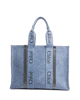 Chloé - Woody Leather Trimmed Denim Large Tote Bag