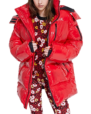 The Kooples Glossy Puffer Coat In Red