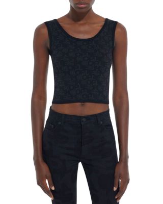 The Kooples Logo Knit Crop Top