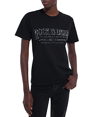 The Kooples Rock Is Dead Graphic Tee In Black
