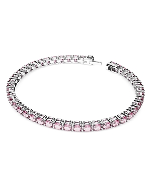 Shop Swarovski Matrix Crystal Tennis Bracelet In Pink/silver