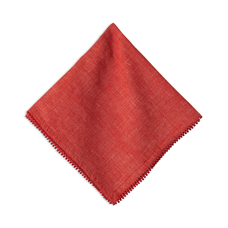 Juliska Berry Trim White Napkin In Red