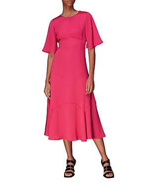 Whistles Alana Satin Cutout Midi Dress In Pink