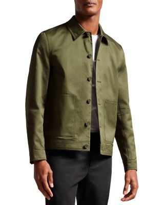 Ted Baker Lucian Slim Fit Cotton Sateen Jacket In Dark Green