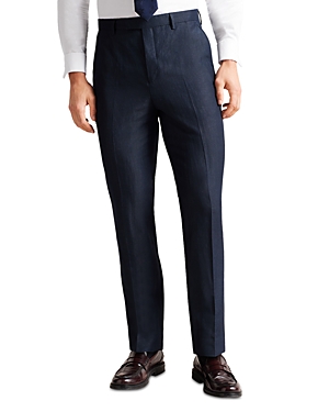 Ted Baker Lance Slim Fit Wool Linen Trousers In Navy