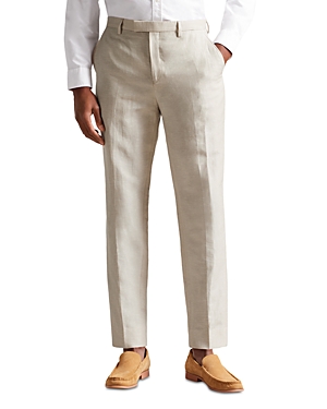 Ted Baker Lance Slim Fit Wool Linen Trousers In Stone