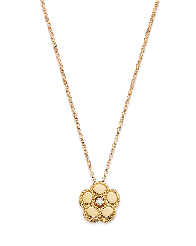 Roberto Coin 18k Yellow Gold Daisy Diamond Flower Pendant Necklace, 16-18 - Exclusive In Gold
