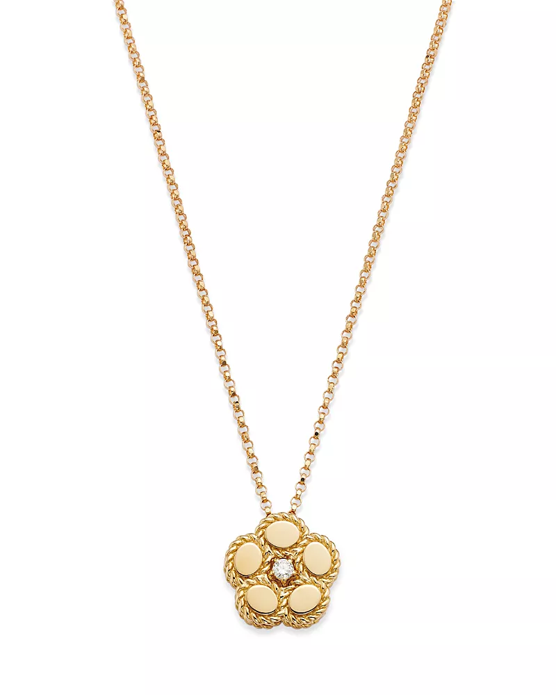 Roberto Coin 18K Yellow Gold Daisy Diamond Flower Pendant Necklace, 16-18 - Exclusive