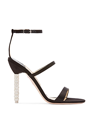 Shop Sophia Webster Women's Rosalind Crystal Bead High Heel Sandals In Black Satin