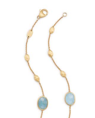 18K Yellow Gold Siviglia Aquamarine Beaded Strand Necklace, 36"L
