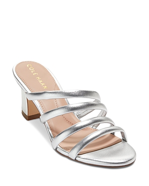 Shop Cole Haan Women's Adella Slip On High Heel Sandals In Silver