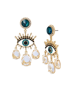 Kurt Geiger Evil Eye Chandelier Earrings In Crystal