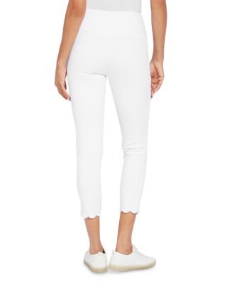 Denim Scalloped Ankle Leggings in White