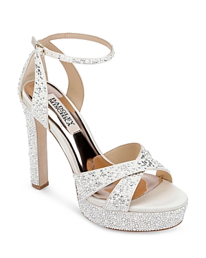 BADGLEY MISCHKA WOMEN'S FIZZY ANKLE STRAP PLATFORM HIGH HEEL SANDALS
