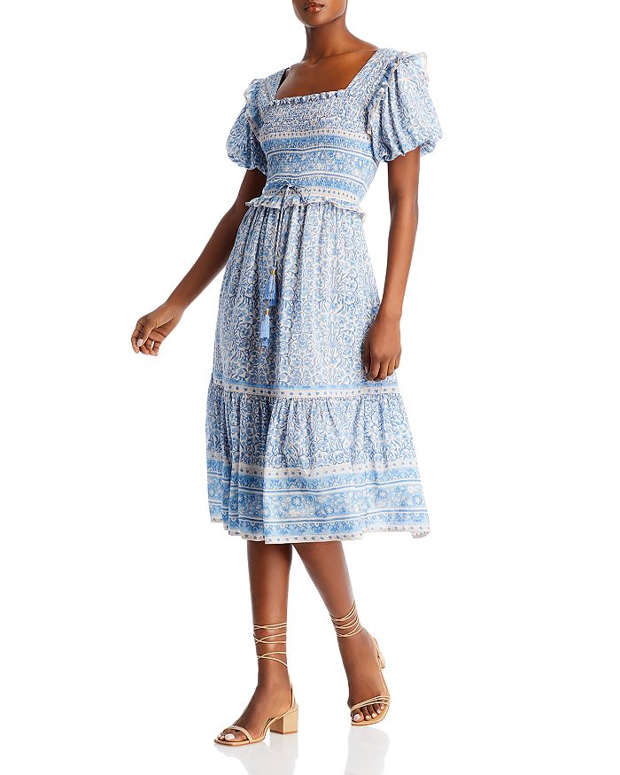Bell Ashley Ruffled Puff Sleeve Midi Dress | Bloomingdale's