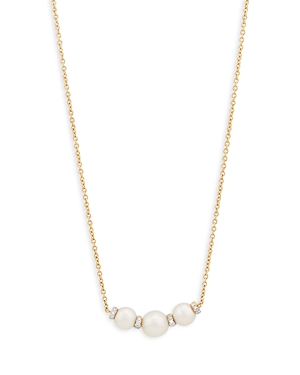 Bloomingdale's 14k Yellow Gold Cultured Freshwater Pearl & Diamond Accent Necklace, 18 - 100% Exclusive In White/gold
