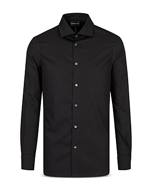 Shop Armani Collezioni Regular Fit Button Down Shirt In Solid Blac