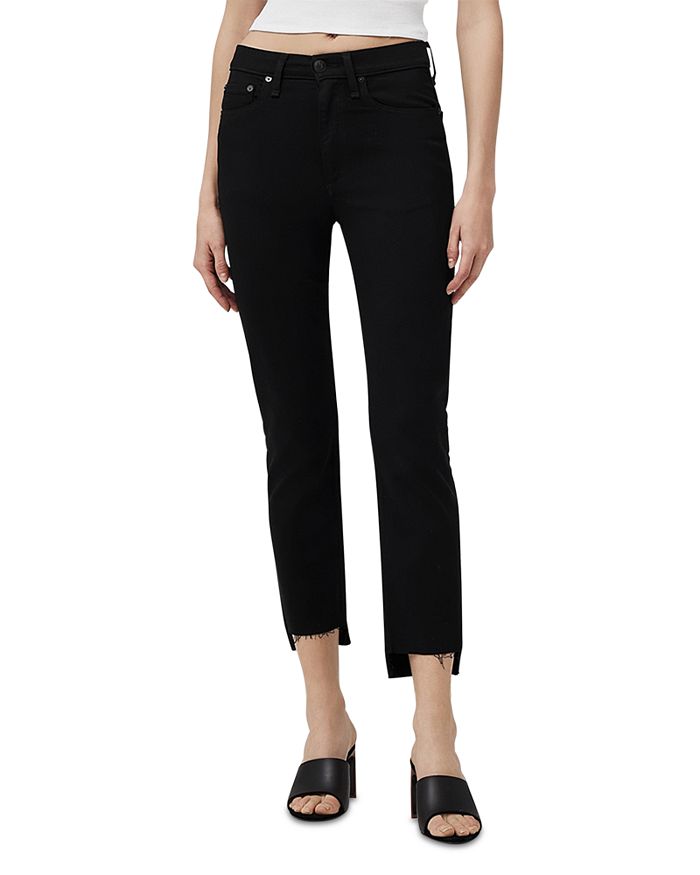 rag & bone Wren High Rise Slim Leg Jeans in Black | Bloomingdale's